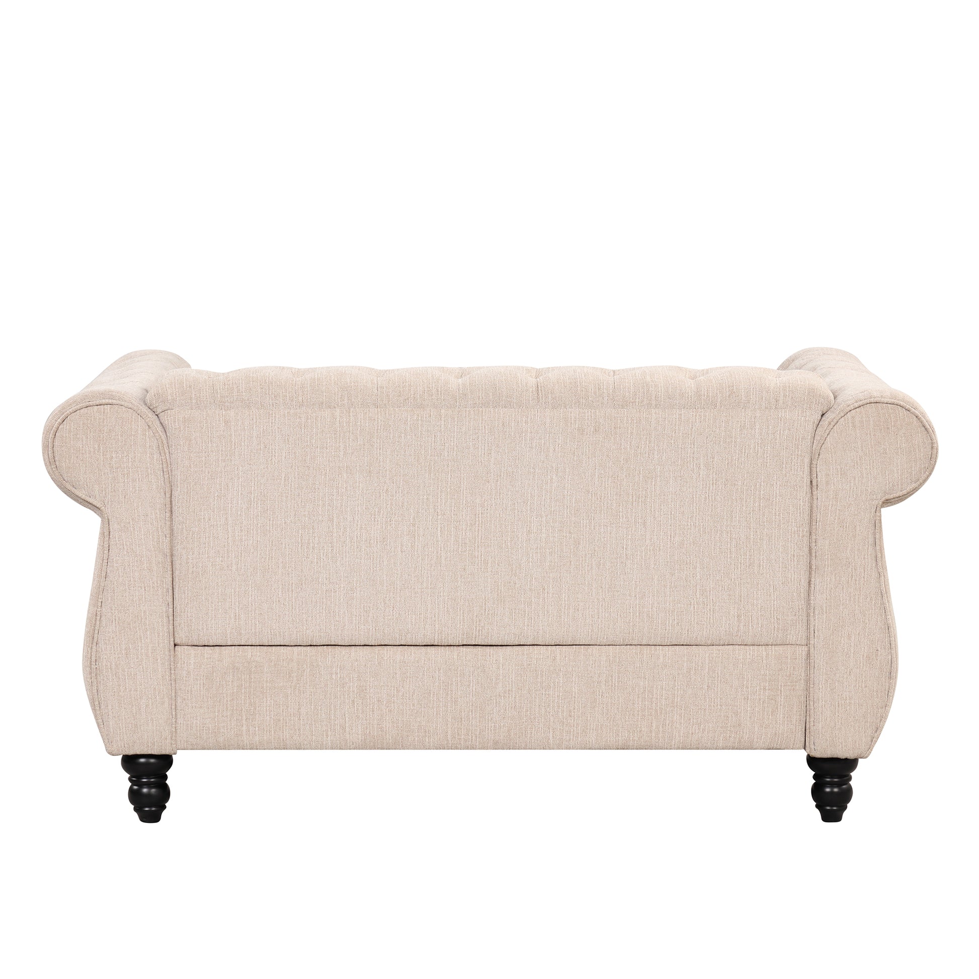 60" Modern Sofa Dutch Plush Upholstered Sofa, Solid Wood Legs, Buttoned Tufted Backrest, Beige Beige Foam Polyester 2 Seat