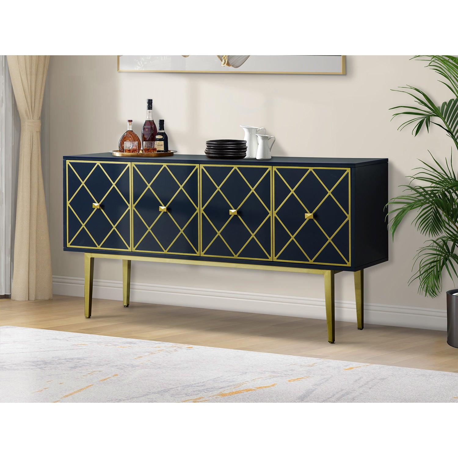 Gill 63'' Wide Sideboard Navy - Navy Wood