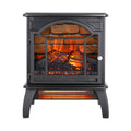 18 Inch 3D Flame Electric Infrared Quartz Fireplace Stove With Remote Control Powder Coated Electric Yes Antique Black Vent Free Yes Freestanding Tempered Glass Sheet Metal Electric