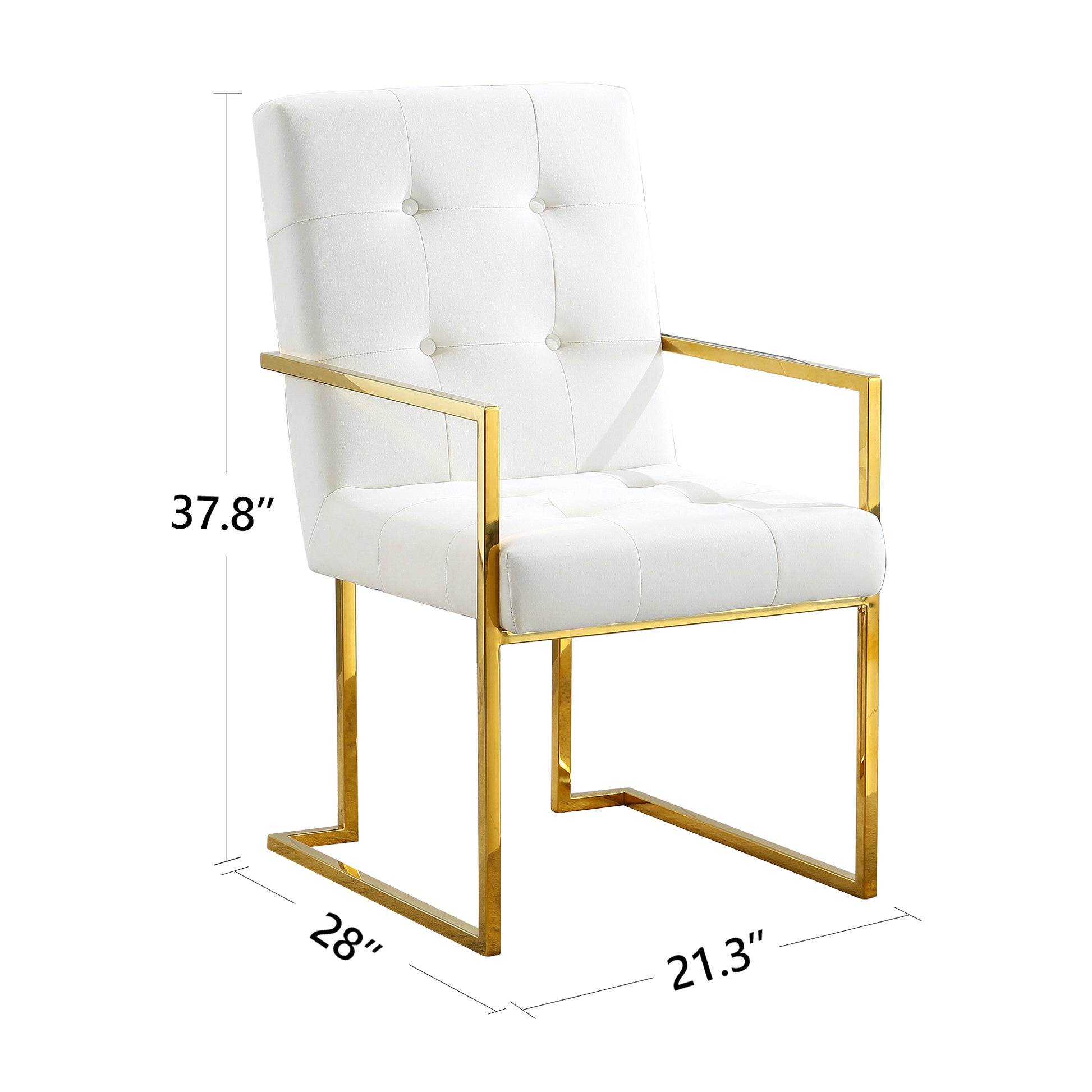 Modern Velvet Dining Arm Chair Set Of 1, Tufted Design And Gold Finish Stainless Base Beige Velvet