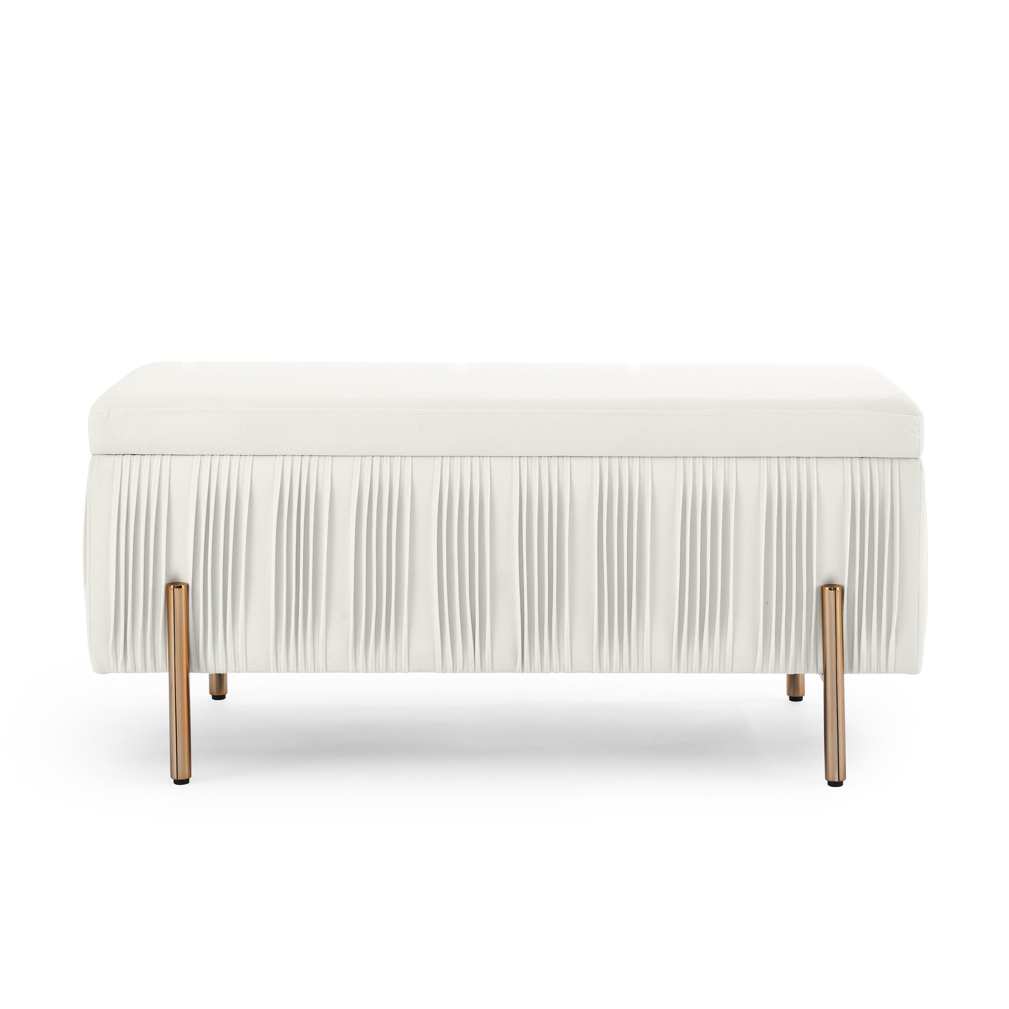 Elegant Upholstered Velvet Storage Bench with Cedar beige-office