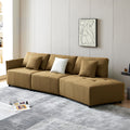 120'' Teddy Fabric Sofa, Modern Modular Sectional Couch, Button Tufted Seat Cushion For Living Room, Apartment & Office. Dark Yellow Dark Yellow Foam Fabric