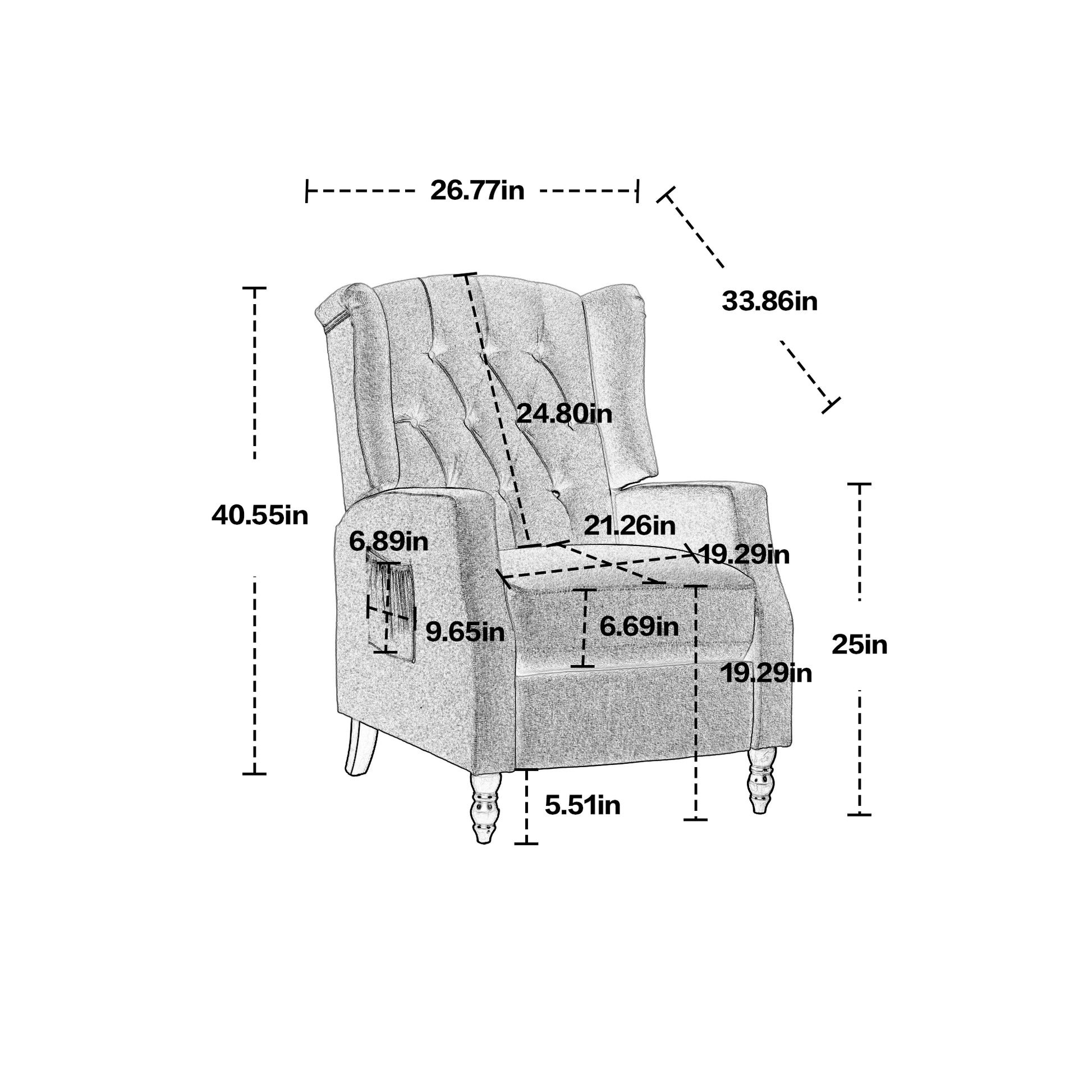 Coolmore Modern Comfortable Upholstered Leisurechair Recliner Chair For Living Room Orange Primary Living Space Rubberwood Foam Linen