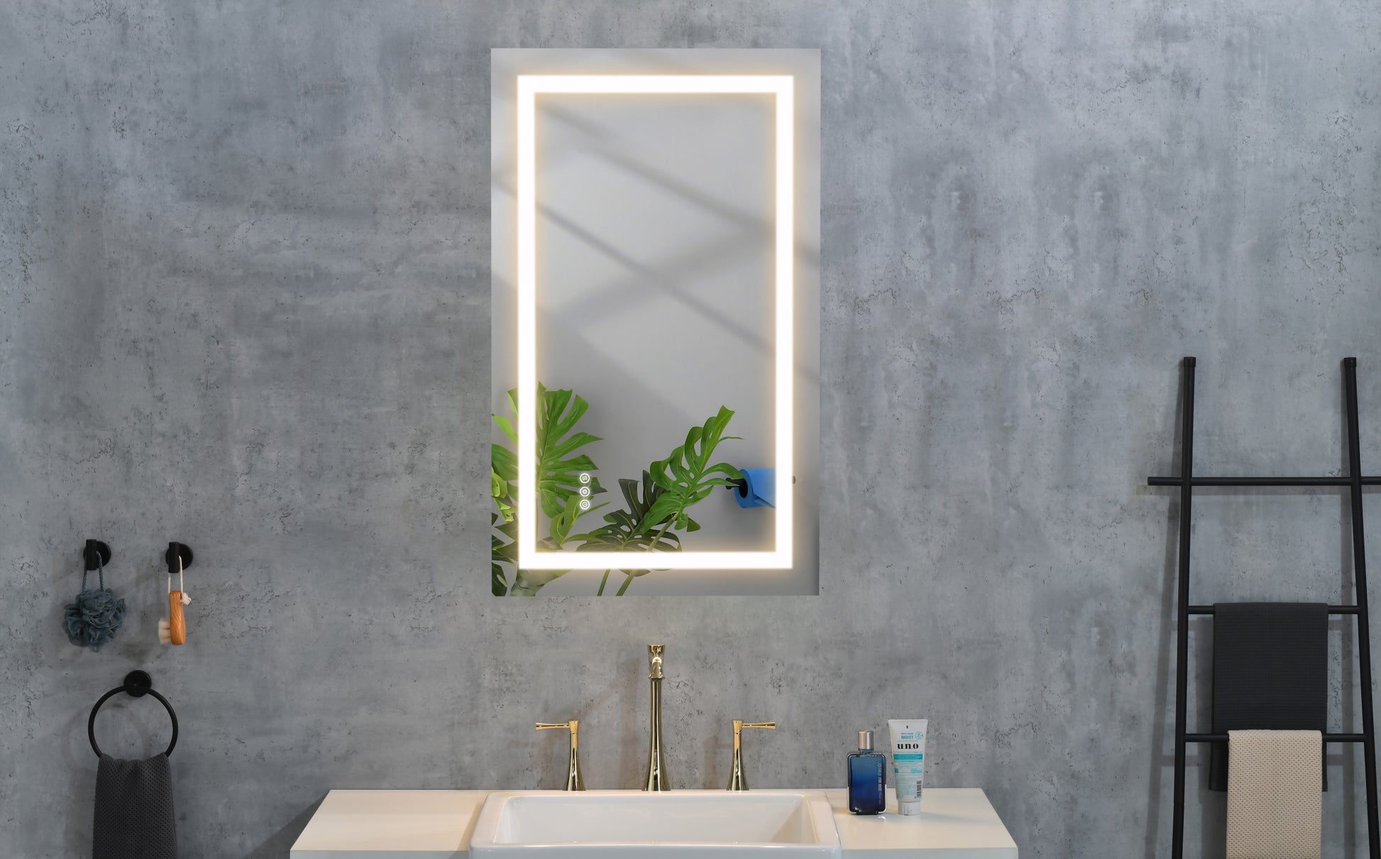 40 x 32 Inch LED Mirror Bathroom Vanity Mirrors with white-aluminium