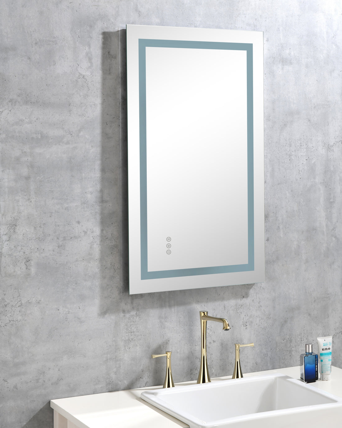 36*30In Led Mirror For Bathroom With Lights,Dimmable,Anti Fog,Lighted Bathroom Mirror With Smart Touch Button,Memory Function Horizontal Vertical White Aluminum