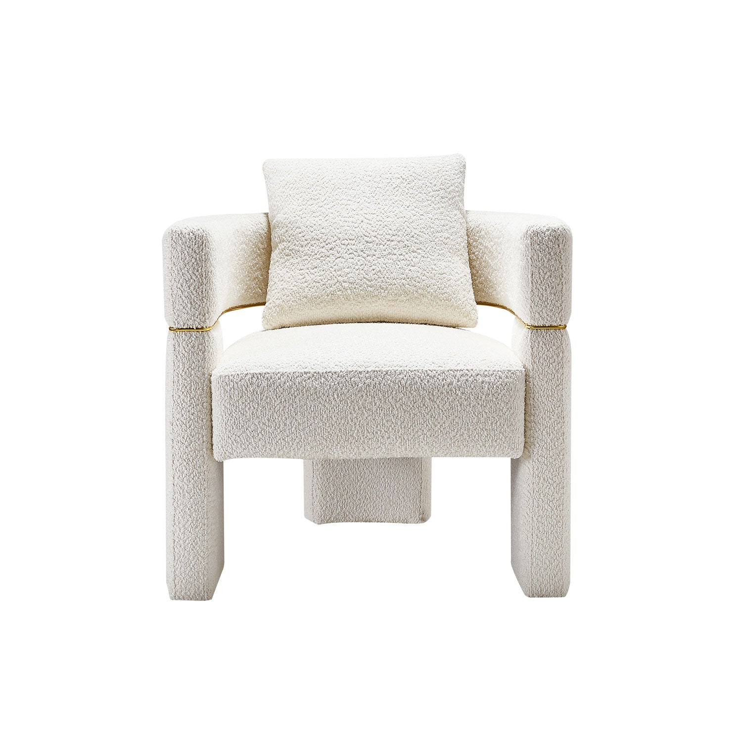 30.51" Wide Boucle Upholstered Accent Chair Beige Primary Living Space Modern Fiber Foam And Polyester Fiber Pad Boucle