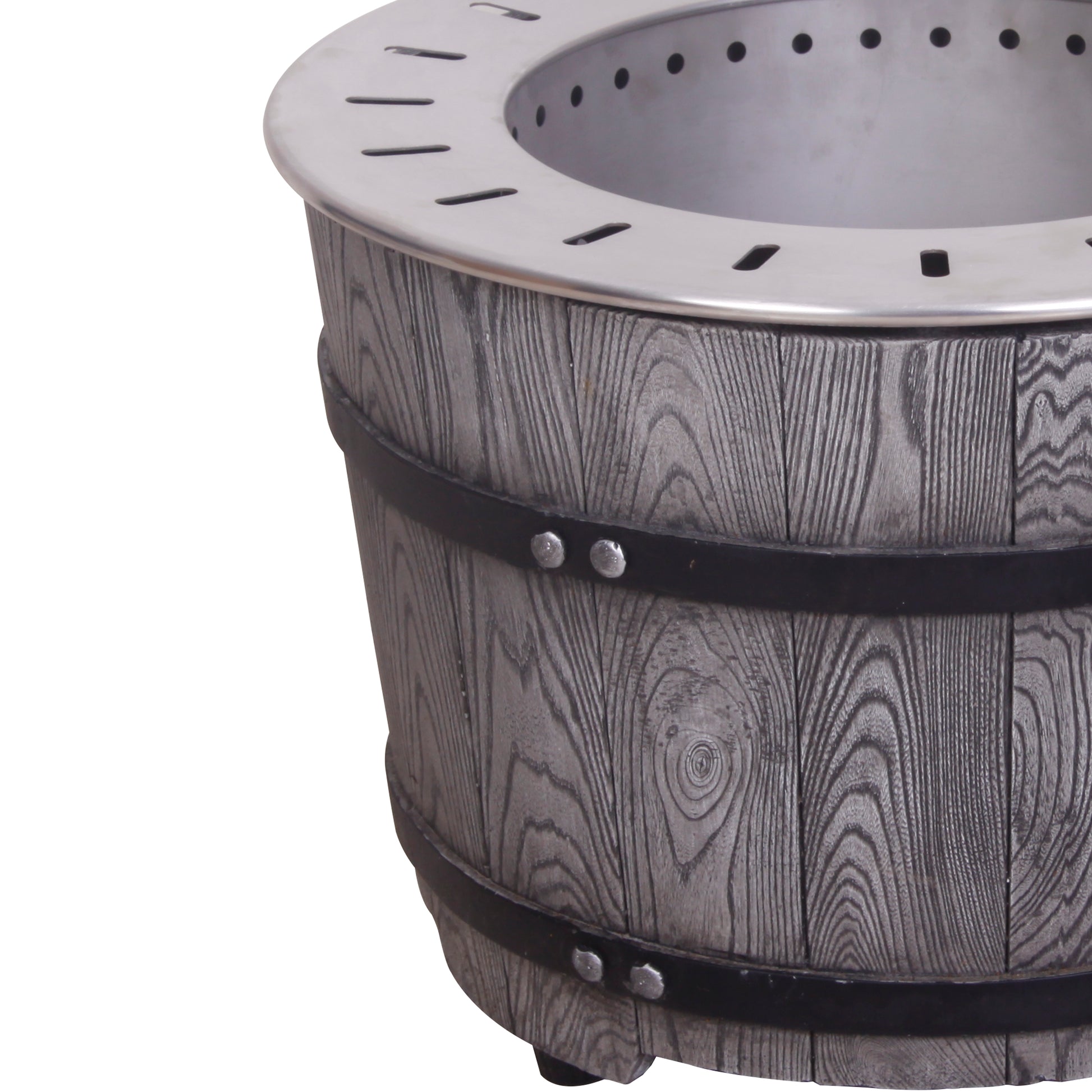 Smokeless Firepit With Wood Pellet Twig Wood As The Fuel, Wood Look Antique Black Garden & Outdoor American Design Concrete,Metal