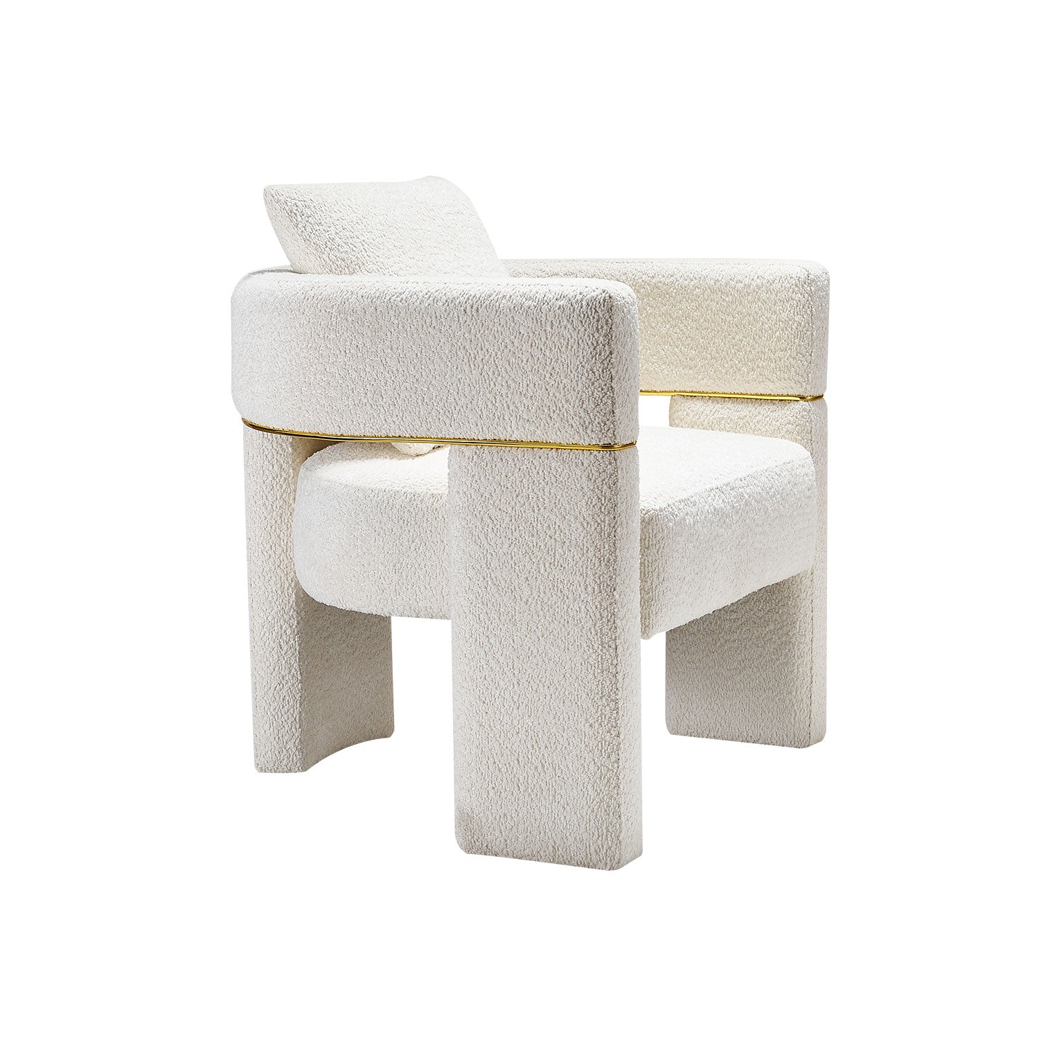 30.51" Wide Boucle Upholstered Accent Chair Beige Primary Living Space Modern Fiber Foam And Polyester Fiber Pad Boucle