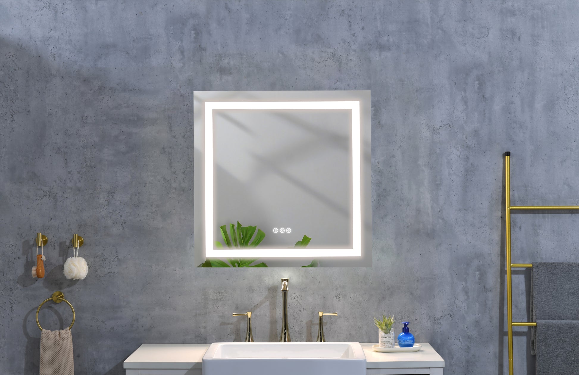 36x 36Inch LED Mirror Bathroom Vanity Mirrors with white-aluminium