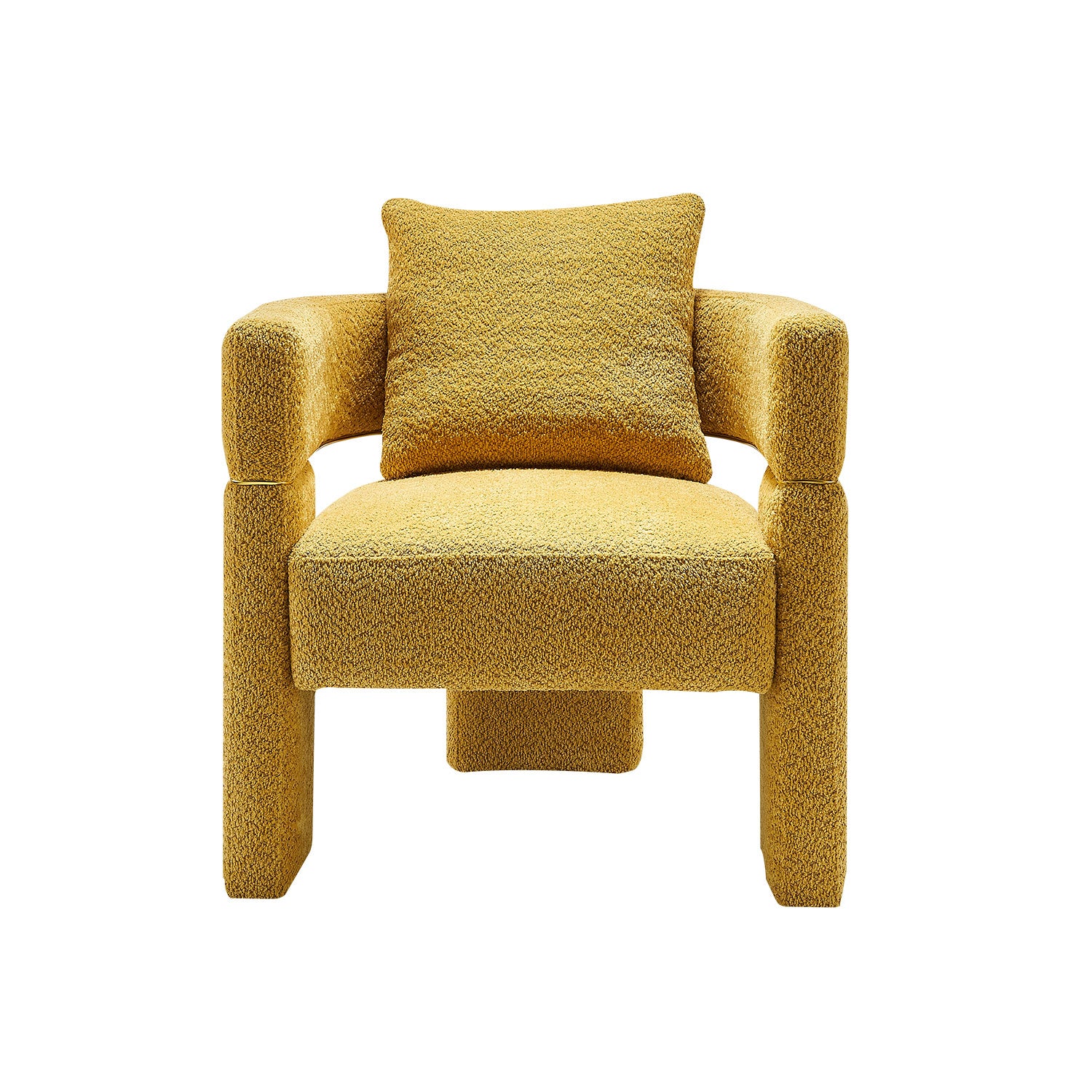 30.51" Wide Boucle Upholstered Accent Chair Yellow Primary Living Space Modern Fiber Foam And Polyester Fiber Pad Boucle