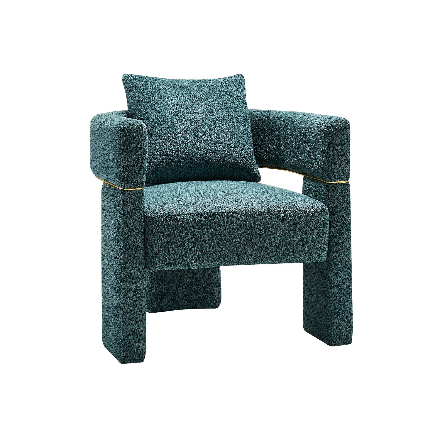 30.51" Wide Boucle Upholstered Accent Chair Green Primary Living Space Modern Fiber Foam And Polyester Fiber Pad Boucle