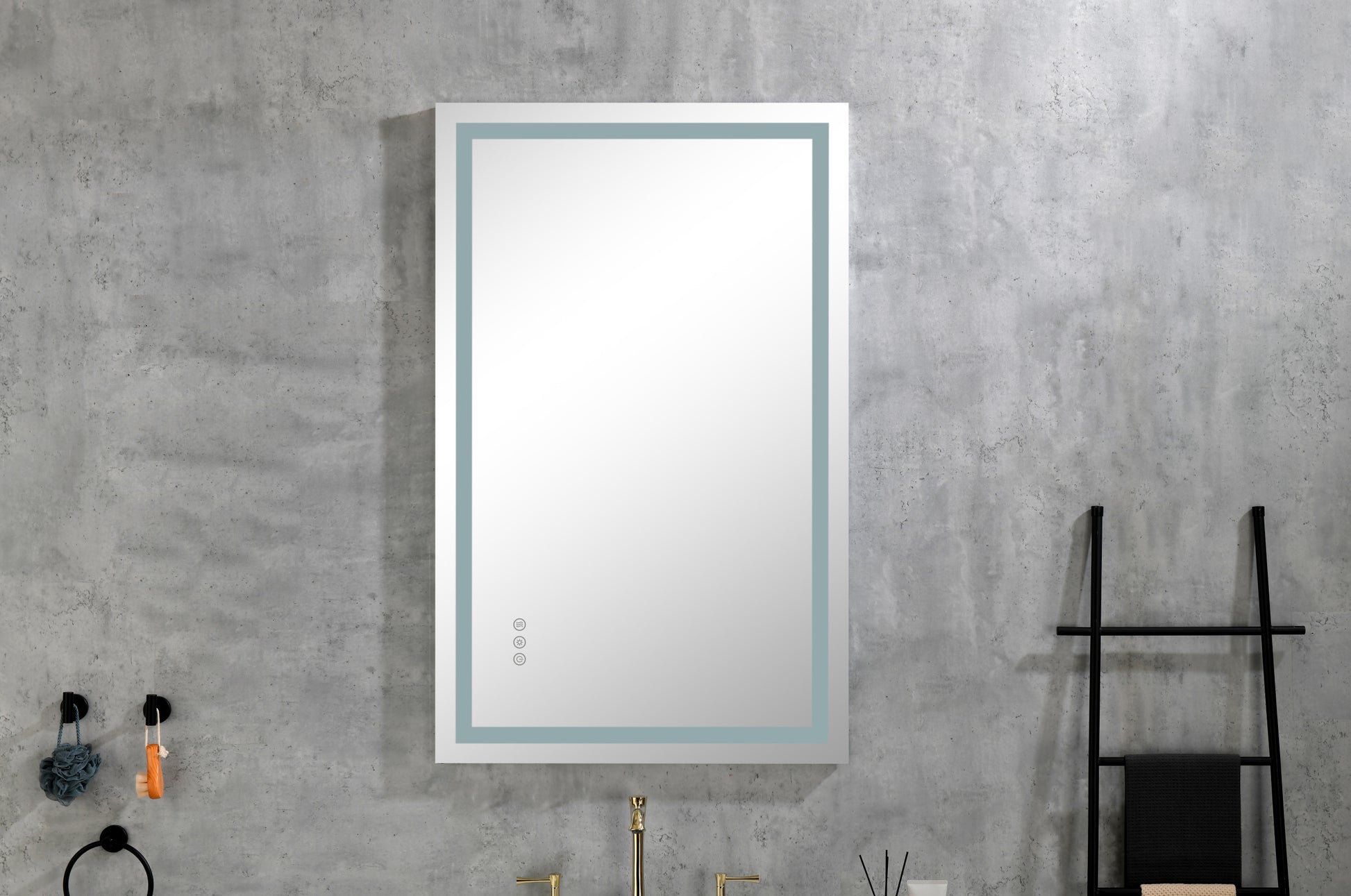 Led Bathroom Mirror 40 "X32" With Front And Backlight, Large Dimmable Wall Mirrors With Anti Fog, Memory, 3 Colors, Led Vanity Mirror White Aluminium