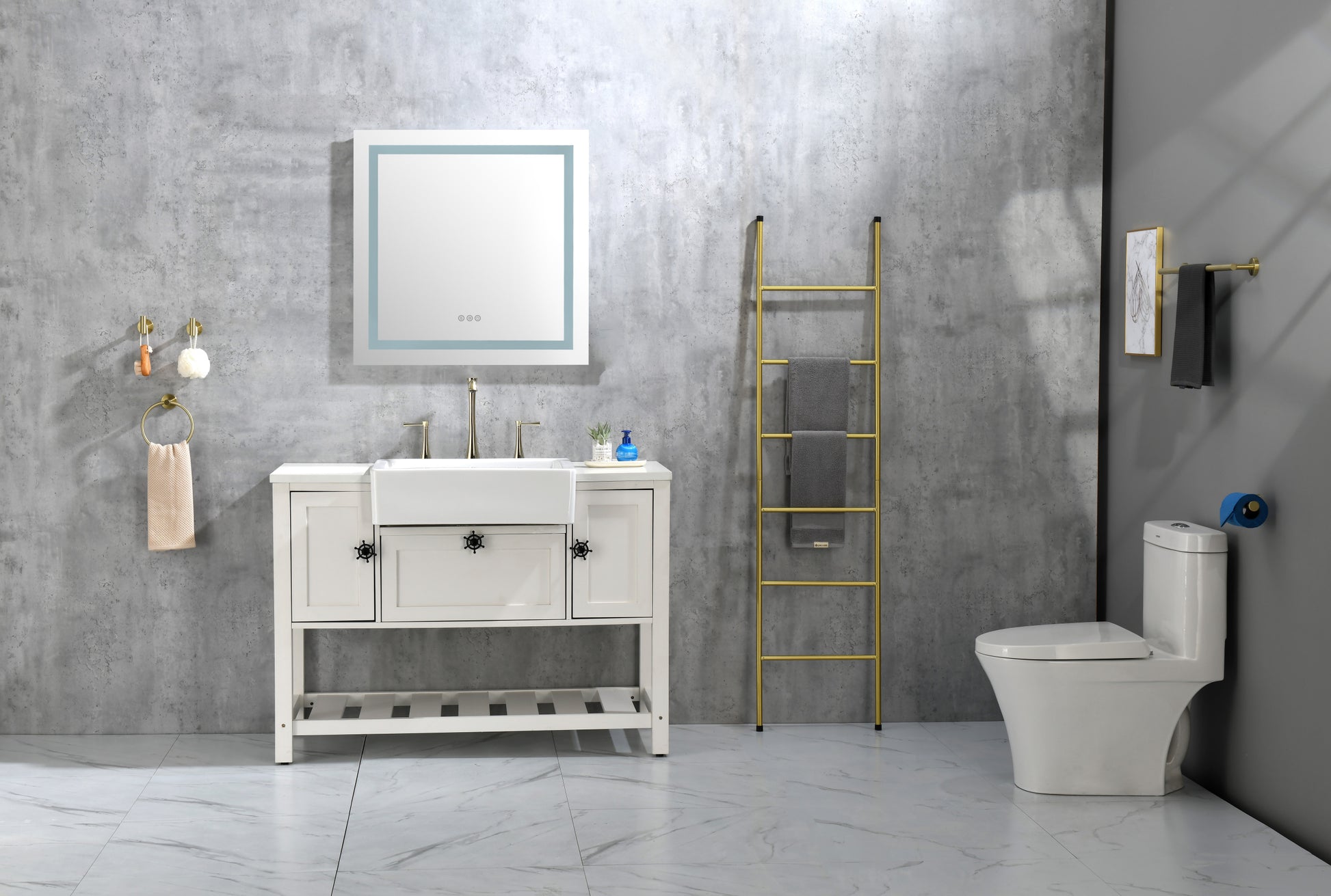 36x 36Inch LED Mirror Bathroom Vanity Mirrors with white-aluminium