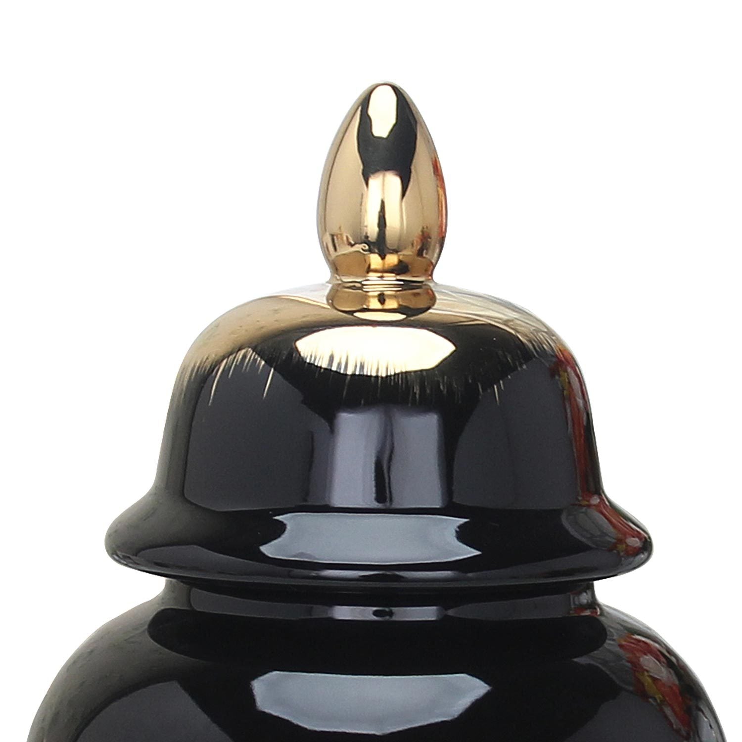 Regal Black Gilded Ginger Jar with Removable Lid black-ceramic