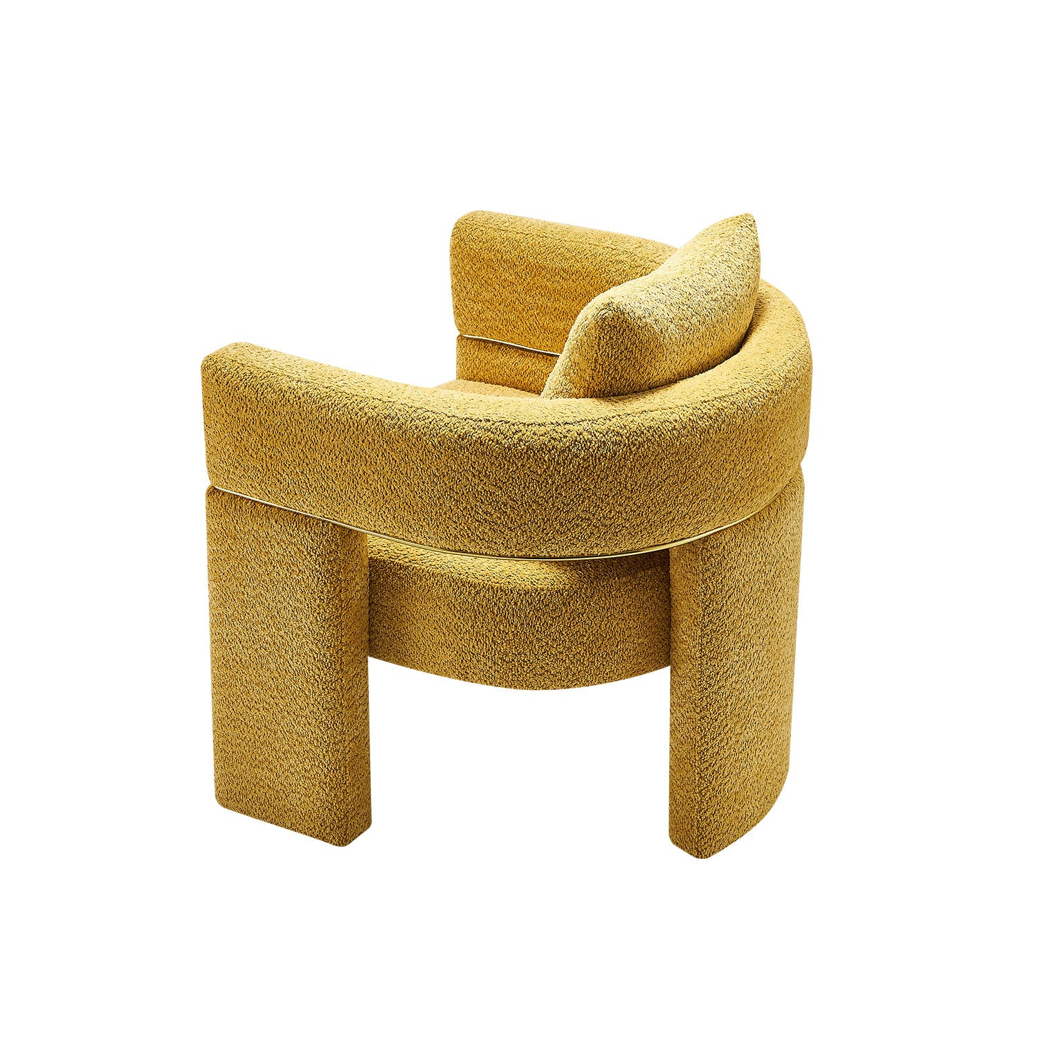 30.51" Wide Boucle Upholstered Accent Chair Yellow Primary Living Space Modern Fiber Foam And Polyester Fiber Pad Boucle