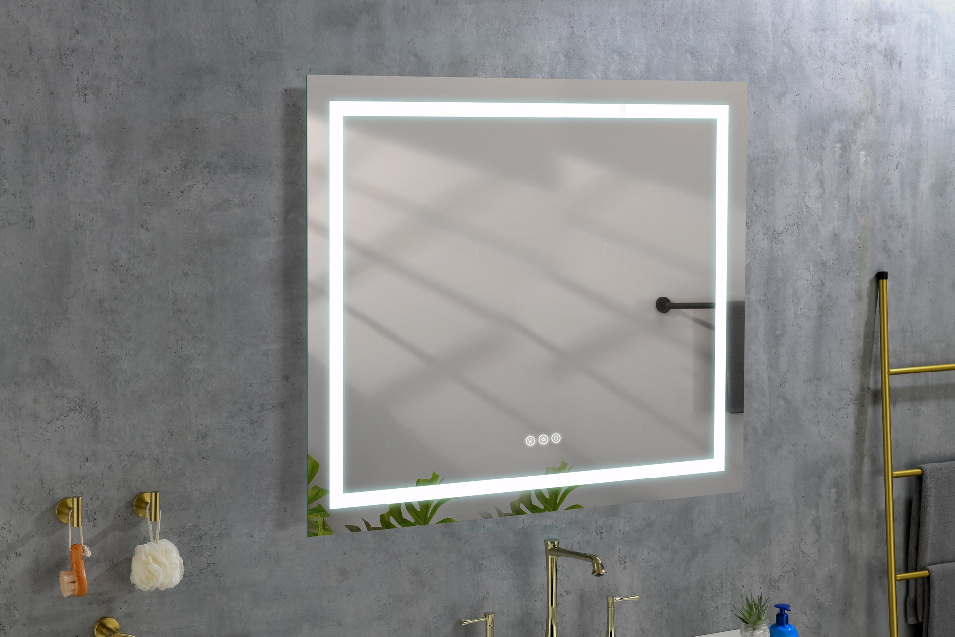 36x 36Inch LED Mirror Bathroom Vanity Mirrors with white-aluminum