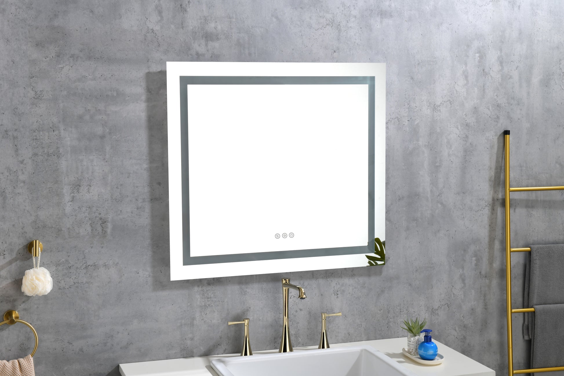 36x 36Inch LED Mirror Bathroom Vanity Mirrors with white-aluminum