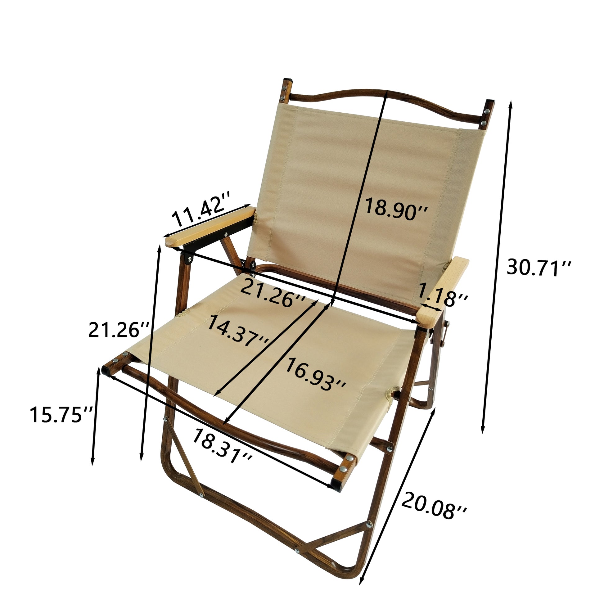 Comfy Foldable And Portable Chair With Armrests Aluminium Frame, Travel Kermit Chair Easy To Fold And Carry,Set Of 4 Natural Aluminium