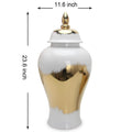 Regal White Gilded Ginger Jar With Removable Lid White Ceramic