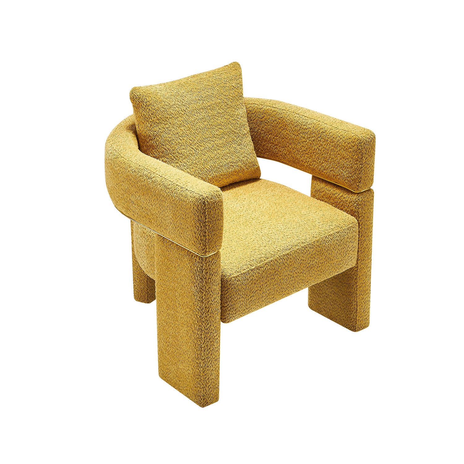30.51" Wide Boucle Upholstered Accent Chair Yellow Primary Living Space Modern Fiber Foam And Polyester Fiber Pad Boucle