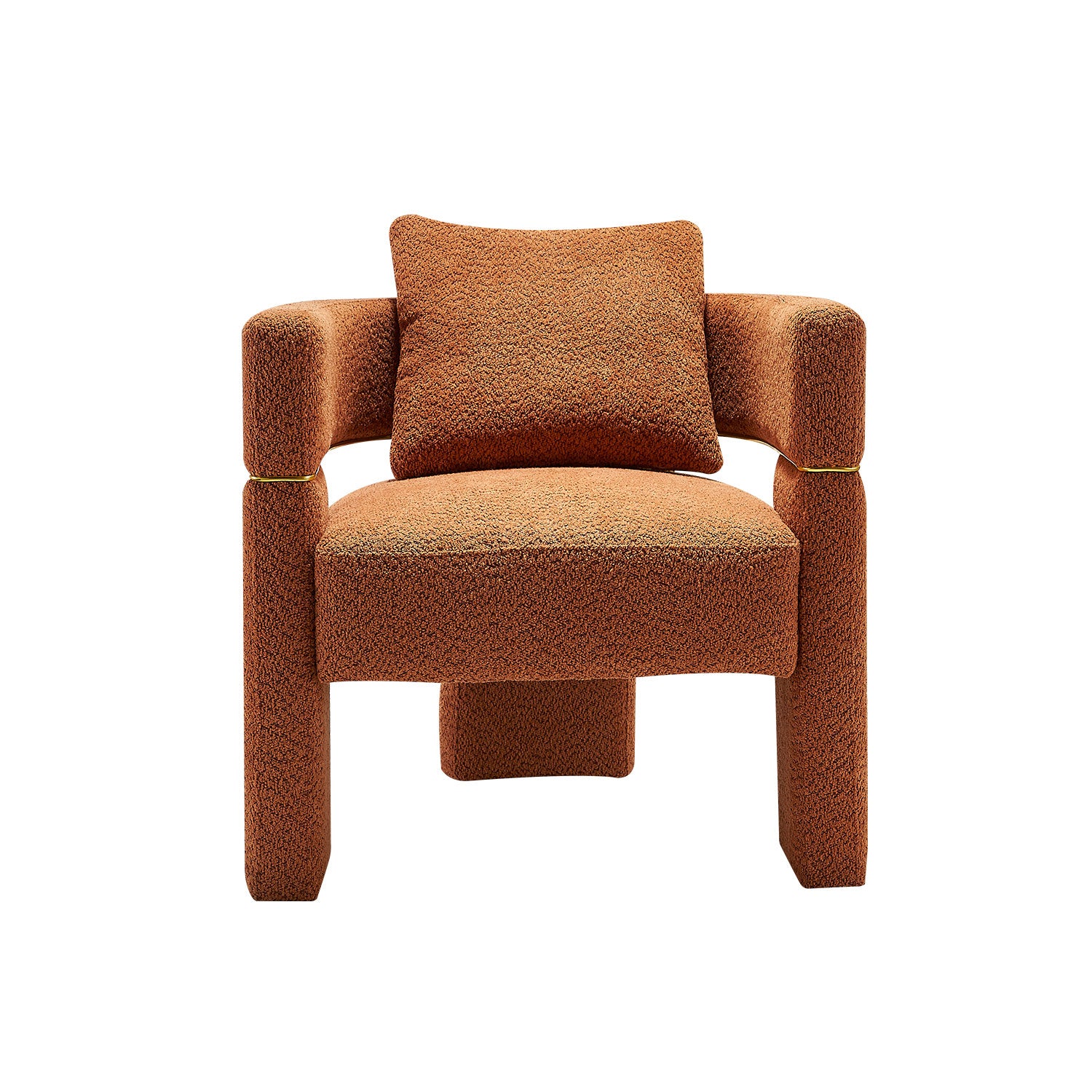 30.51" Wide Boucle Upholstered Accent Chair Orange Primary Living Space Modern Fiber Foam And Polyester Fiber Pad Boucle