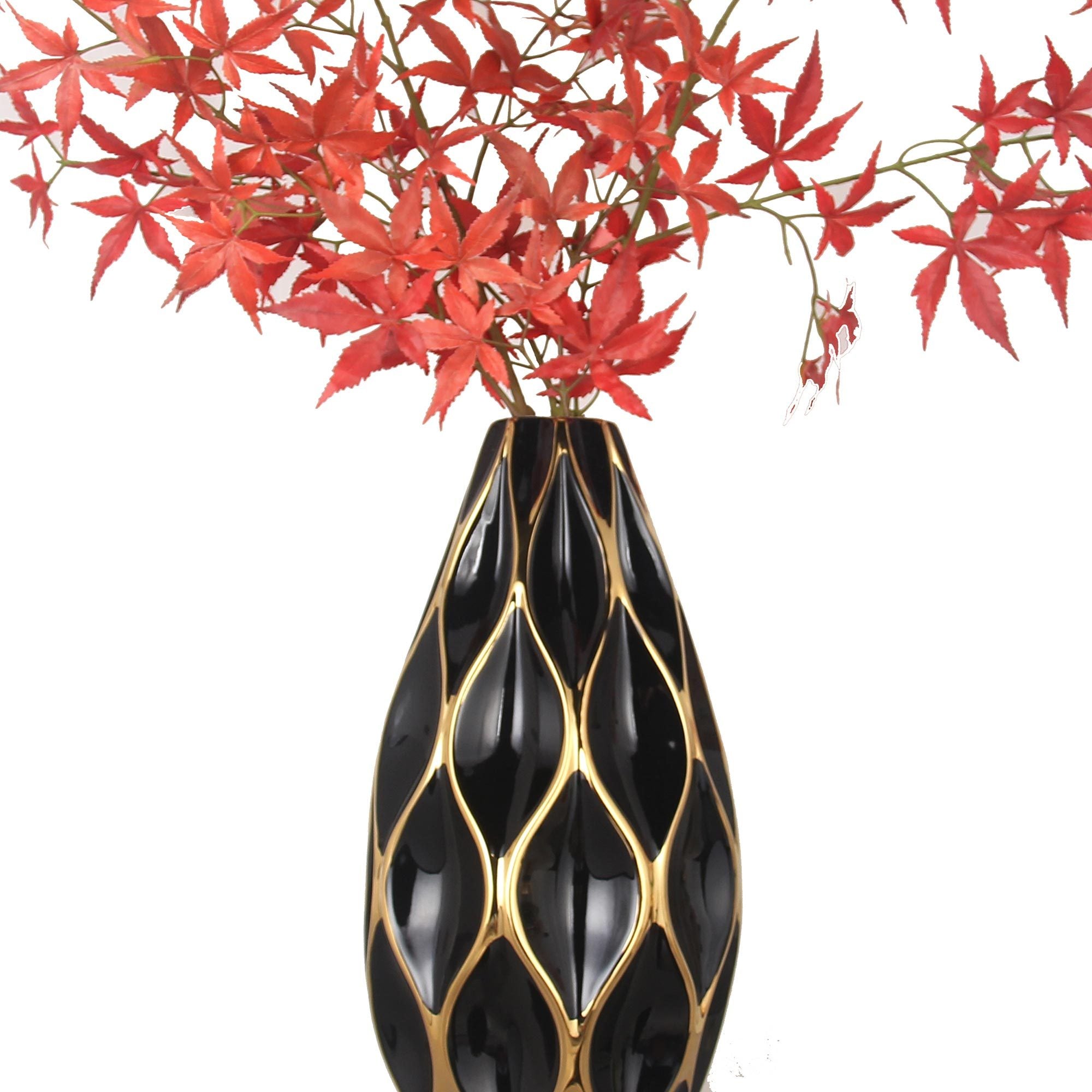 Elegant Black Ceramic Vase with Gold Accents Timeless black-ceramic