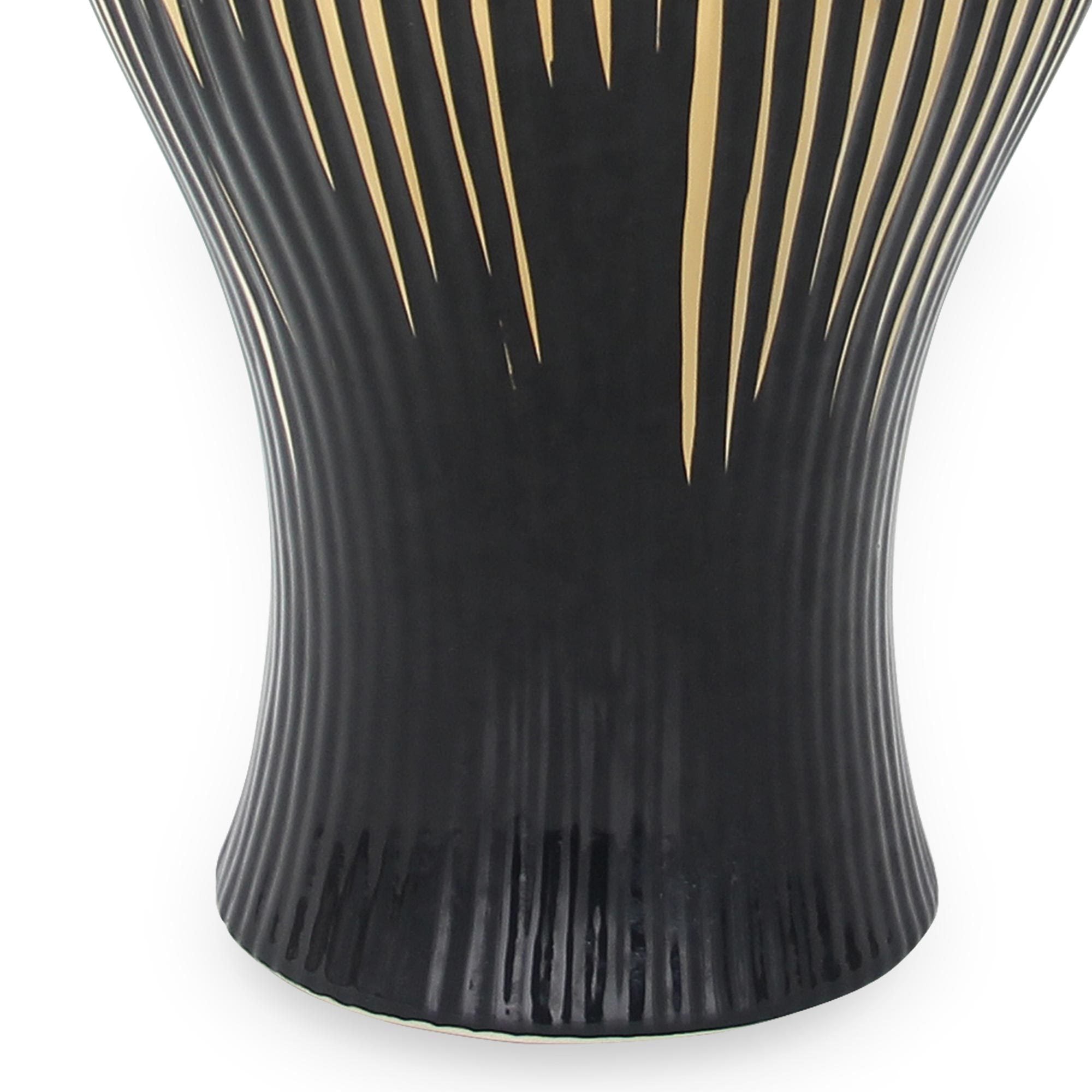 Black with Gold Design Ceramic Decorative Ginger Jar black-ceramic