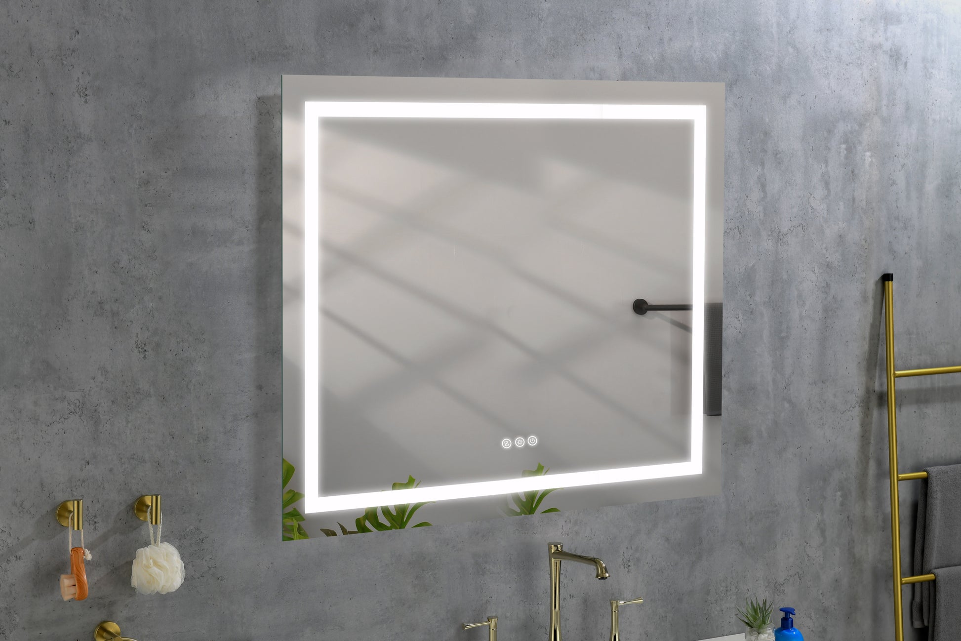 36x 36Inch LED Mirror Bathroom Vanity Mirrors with white-aluminum