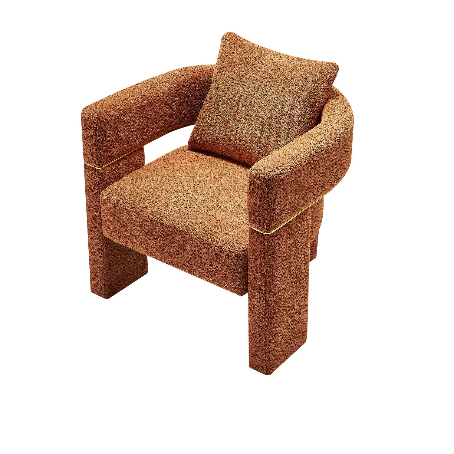 30.51" Wide Boucle Upholstered Accent Chair Orange Primary Living Space Modern Fiber Foam And Polyester Fiber Pad Boucle