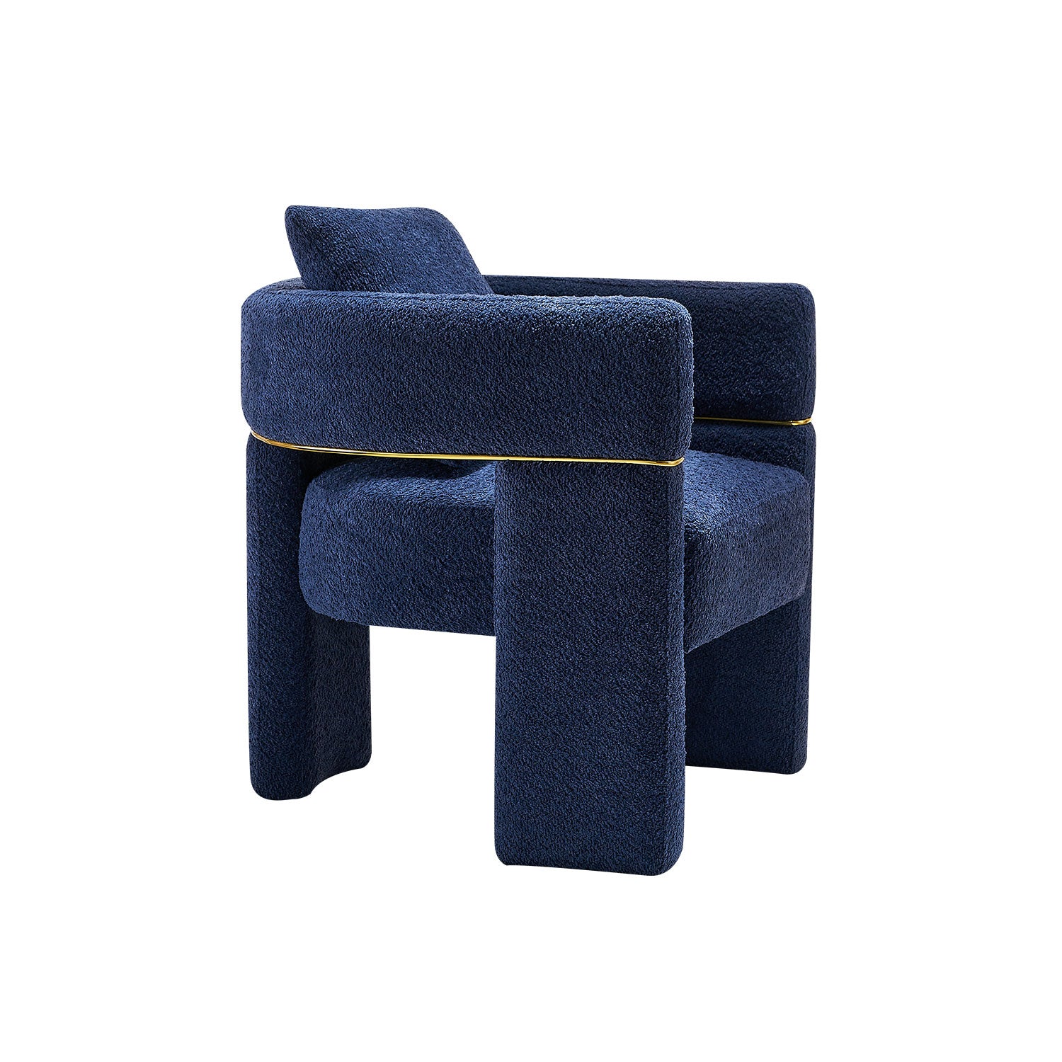 30.51" Wide Boucle Upholstered Accent Chair Navy Primary Living Space Modern Fiber Foam And Polyester Fiber Pad Boucle