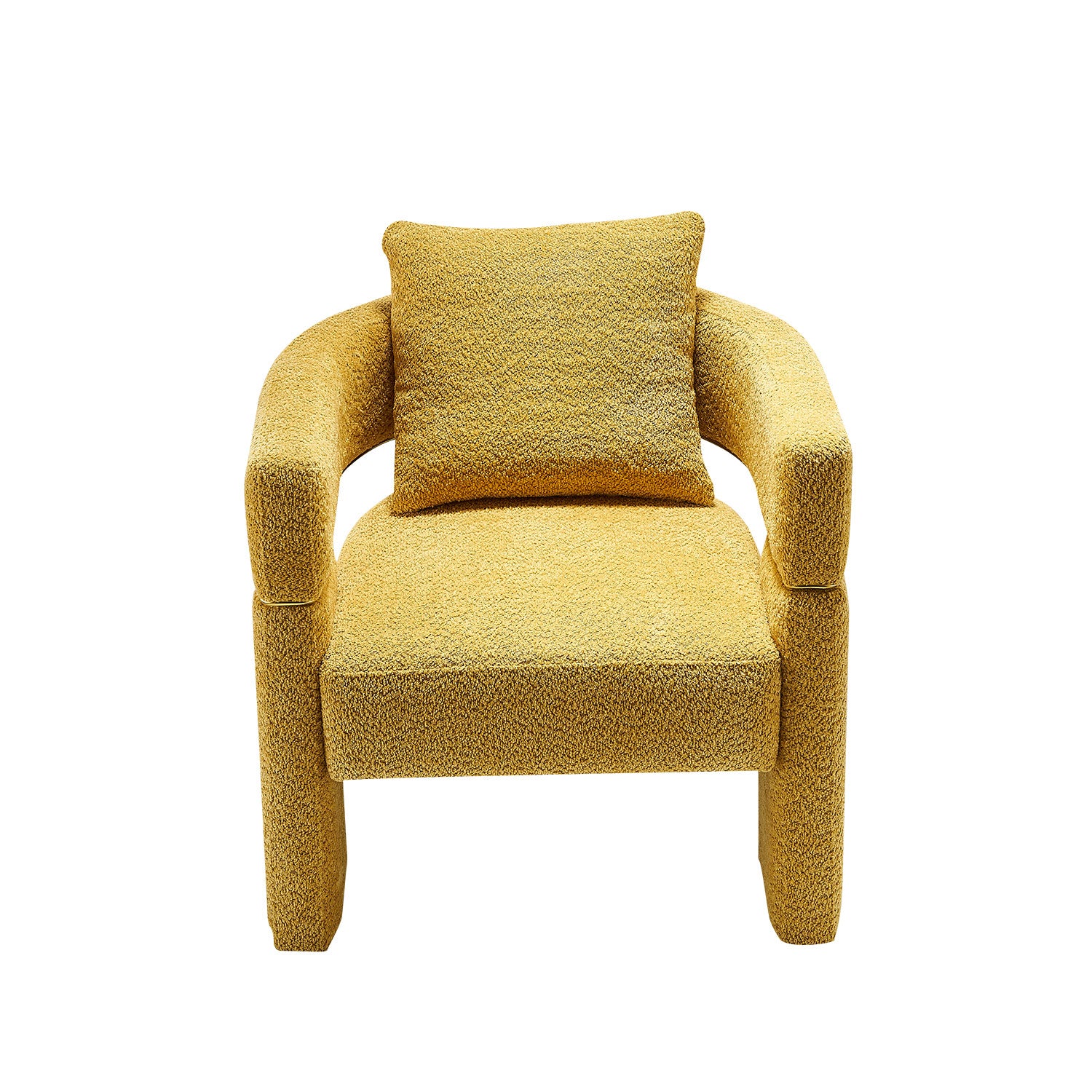30.51" Wide Boucle Upholstered Accent Chair Yellow Primary Living Space Modern Fiber Foam And Polyester Fiber Pad Boucle