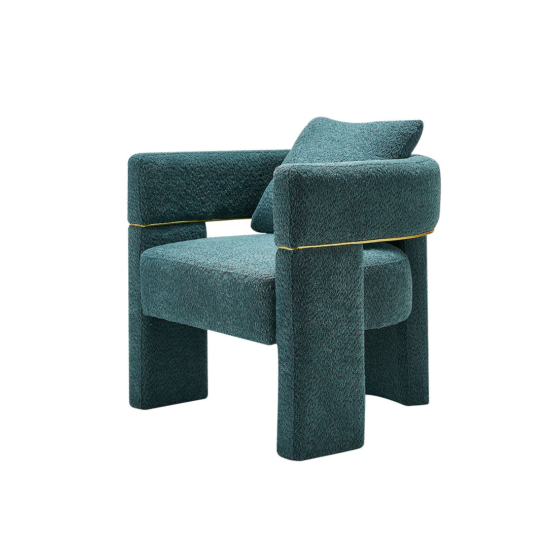 30.51" Wide Boucle Upholstered Accent Chair Green Primary Living Space Modern Fiber Foam And Polyester Fiber Pad Boucle