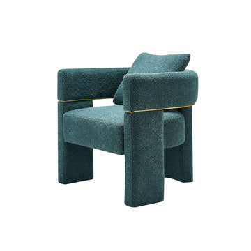 30.51" Wide Boucle Upholstered Accent Chair Green Primary Living Space Modern Fiber Foam And Polyester Fiber Pad Boucle