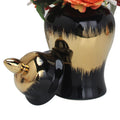 Regal Black Gilded Ginger Jar With Removable Lid Black Ceramic