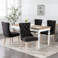 Nikki Collection Modern, High End Tufted Solid Wood Contemporary Flax Upholstered Linen Dining Chair With Wood Legs Trim 2 Pcs Set,Black Linen, Sw6801Bk Black Dining Room American Design Foam Linen