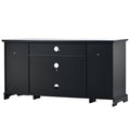 Tv Stand For Tv Up To 65In With 2 Tempered Glass Doors Adjustable Panels Open Style Cabinet, Sideboard For Living Room, Black Black Mdf