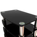 5 Tier Tempered Glass Side Table Stainless Steel Frame End Table For Living Room, Bedroom, Black Black Tempered Glass