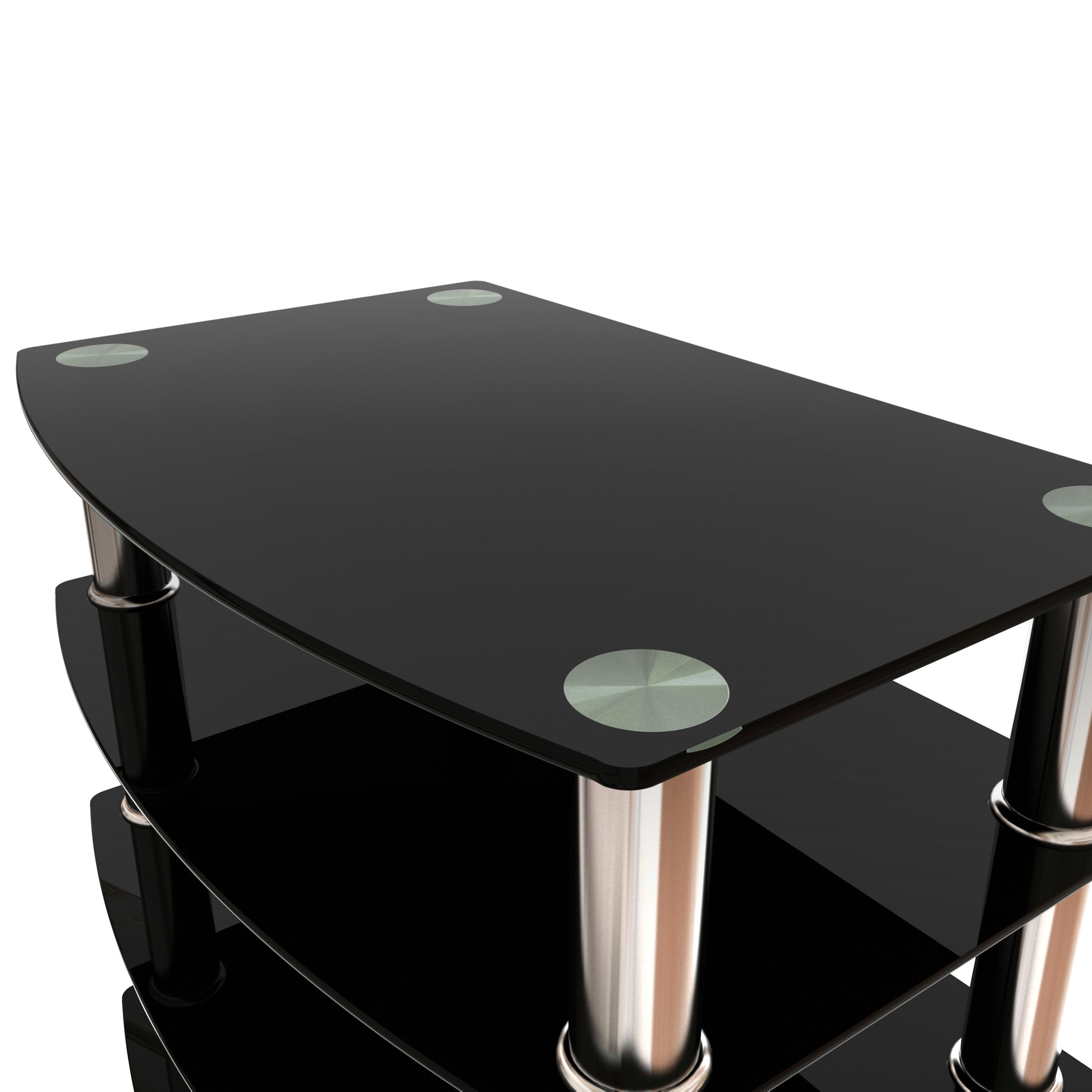 5 Tier Tempered Glass Side Table Stainless Steel Frame End Table For Living Room, Bedroom, Black Black Tempered Glass