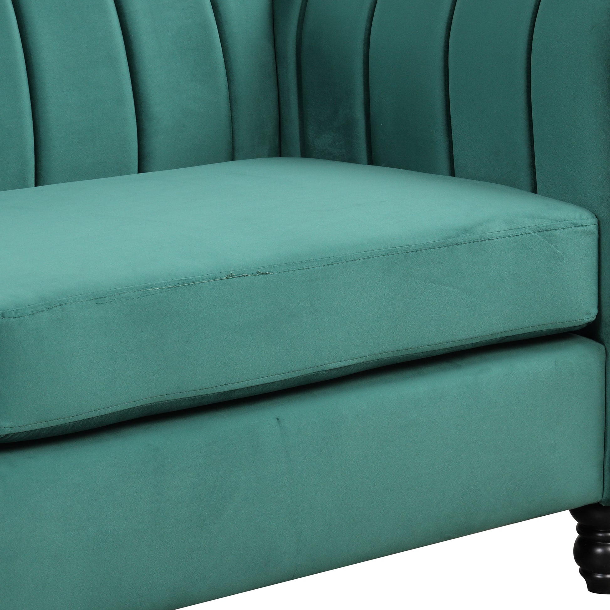 51" Modern Sofa Dutch Fluff Upholstered Sofa With Solid Wood Legs, Buttoned Tufted Backrest,Green Green Foam Polyester