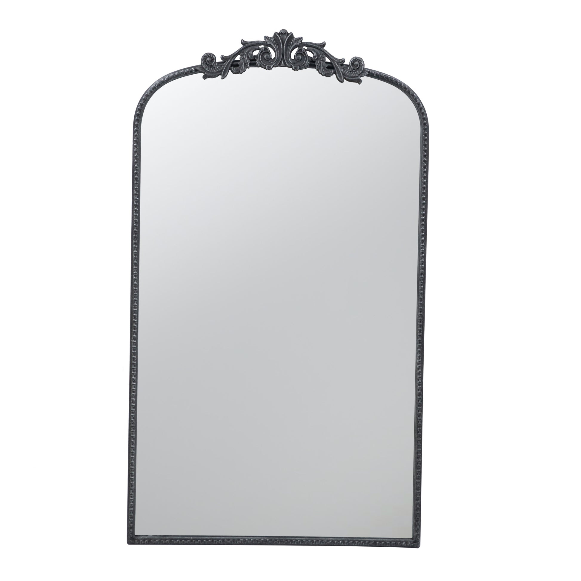 24"X 42" Classic Design Mirror With And Baroque Inspired Frame For Bathroom, Entryway Console Lean Against Wall Black Mdf Glass