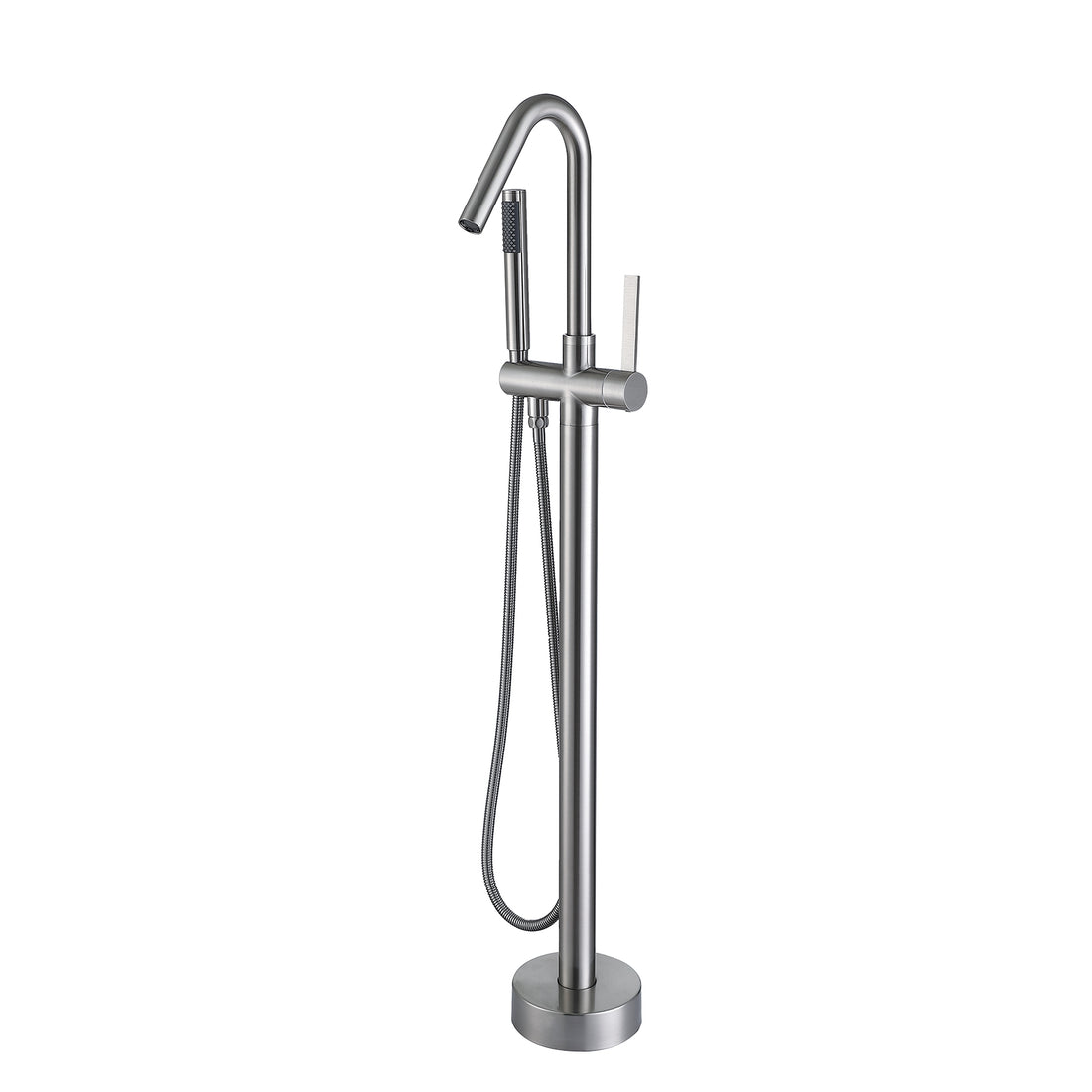 Freestanding Bathtub Faucet With Hand Shower Brushed Nickel Metal