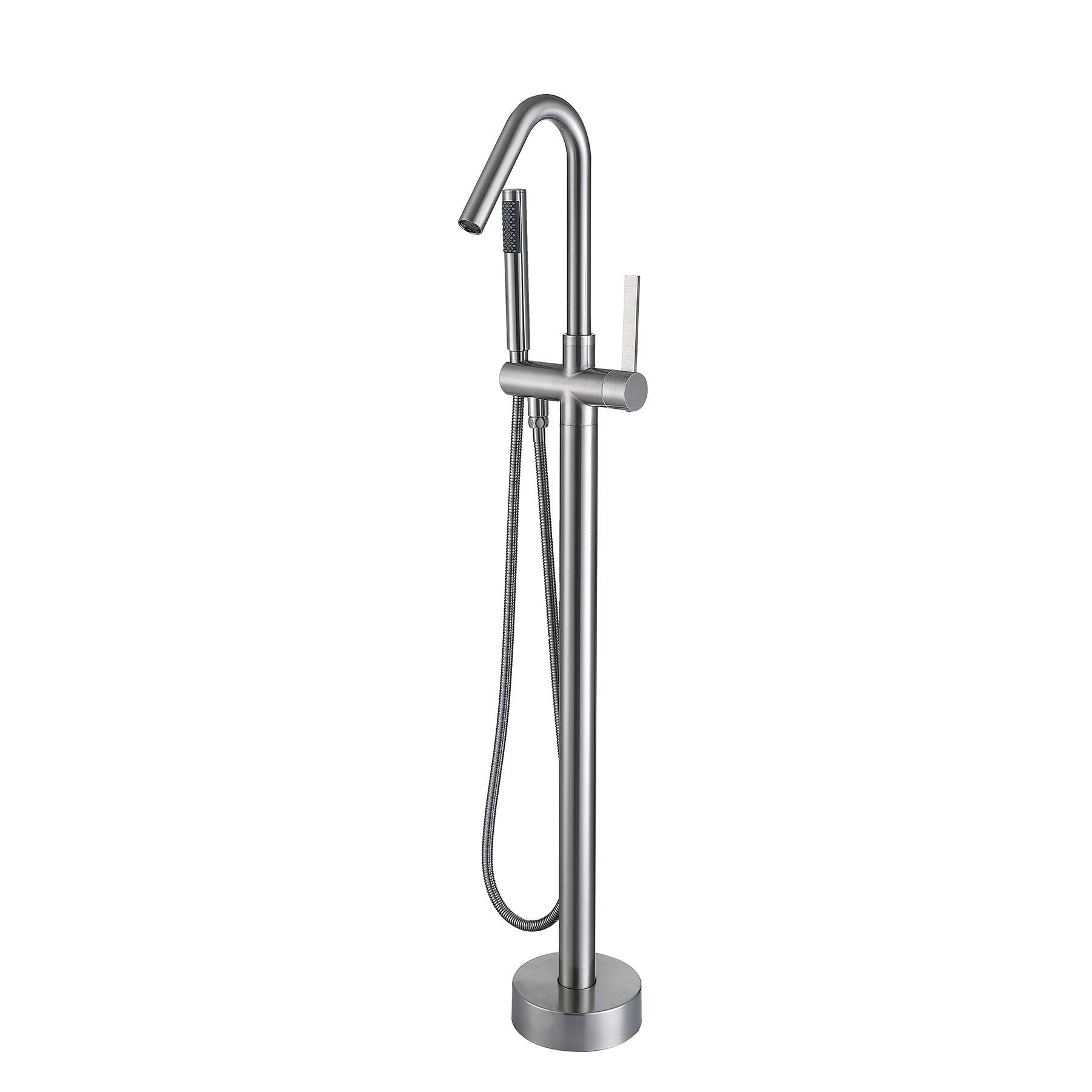 Freestanding Bathtub Faucet With Hand Shower Brushed Nickel Metal