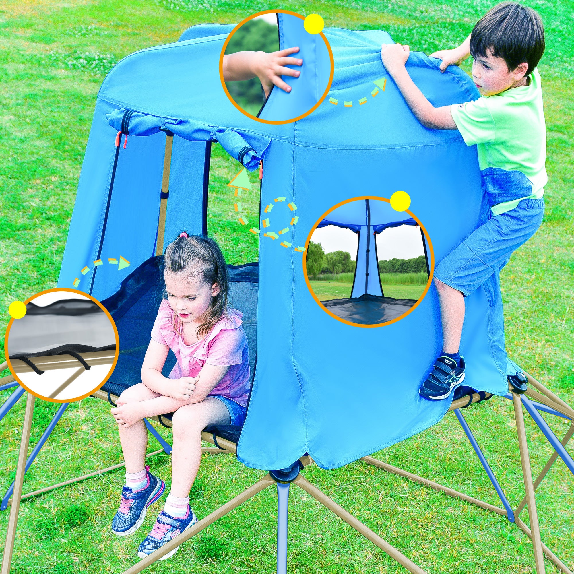 Kids Climbing Dome with Canopy and Playmat 10 ft