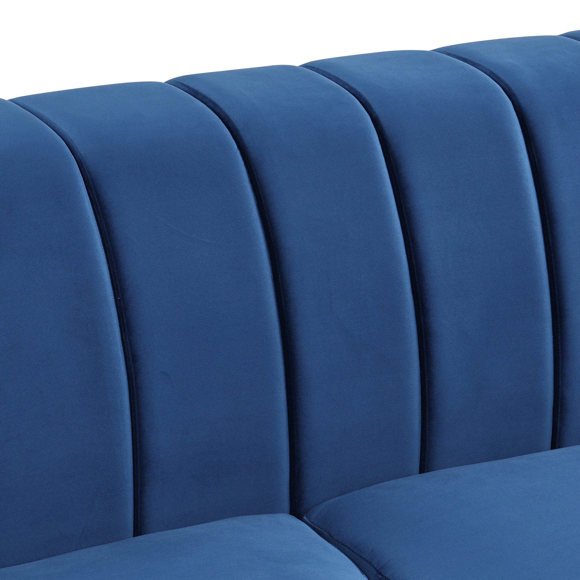 39" Modern Sofa Dutch Fluff Upholstered Sofa With Solid Wood Legs, Buttoned Tufted Backrest,Blue Blue Foam Polyester