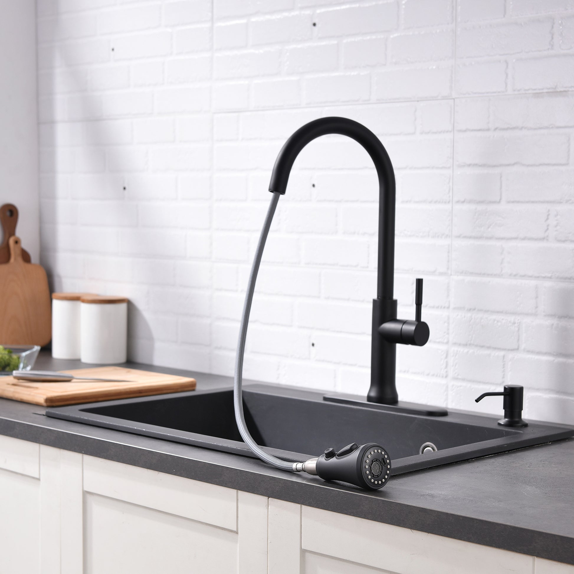 Touch On Kitchen Faucet With Pull Down Sprayer Single Handle Brass Touch Activated Kitchen Sink Faucet With 2 Way Pull Out Sprayer, Matte Black Black Kitchen Classic,Contemporary Ceramic Brass