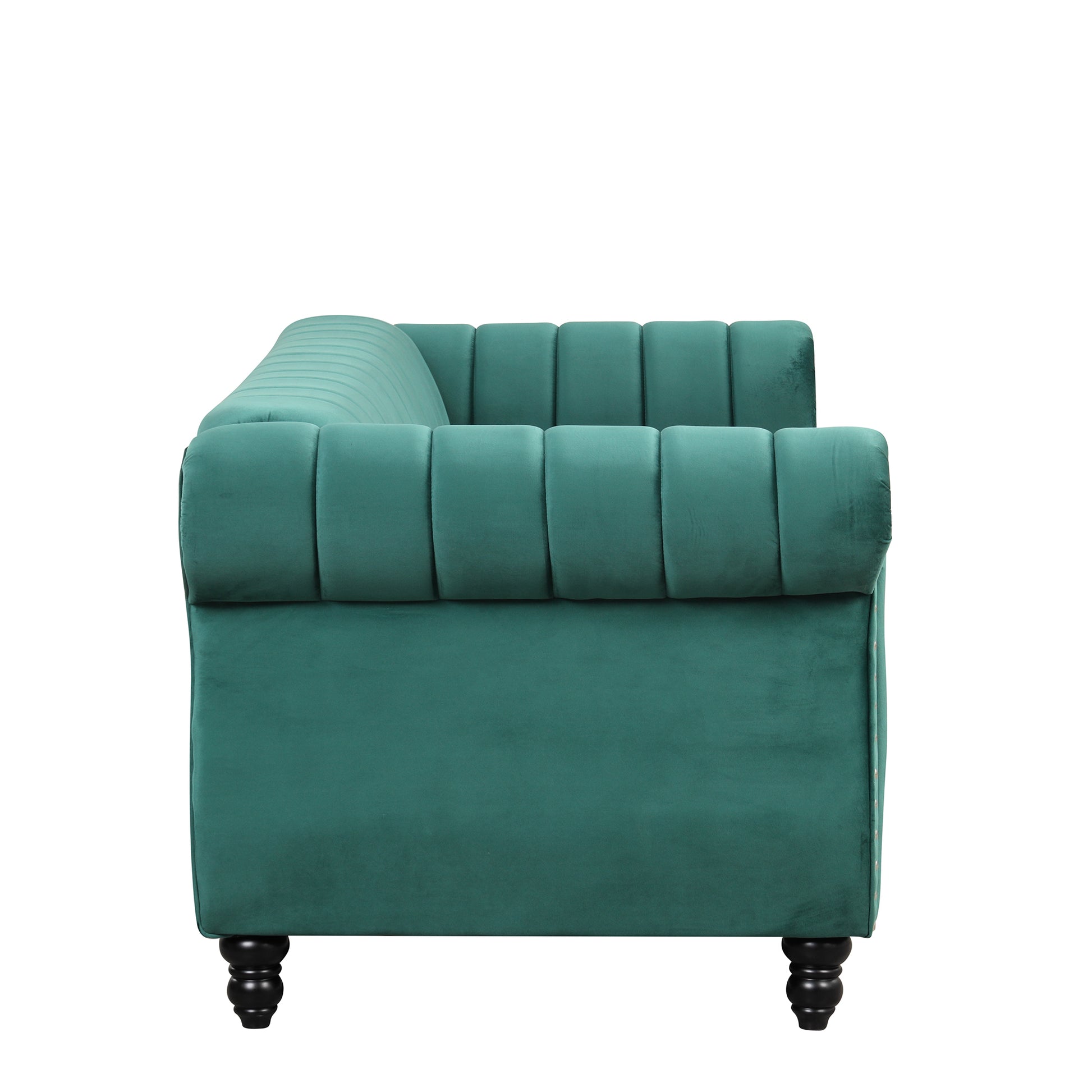 82.5" Modern Sofa Dutch Fluff Upholstered Sofa With Solid Wood Legs, Buttoned Tufted Backrest,Green Green Foam Polyester