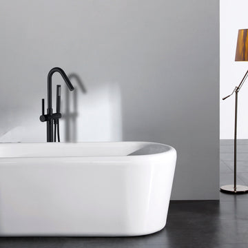 Freestanding Bathtub Faucet With Hand Shower Matt Black Metal