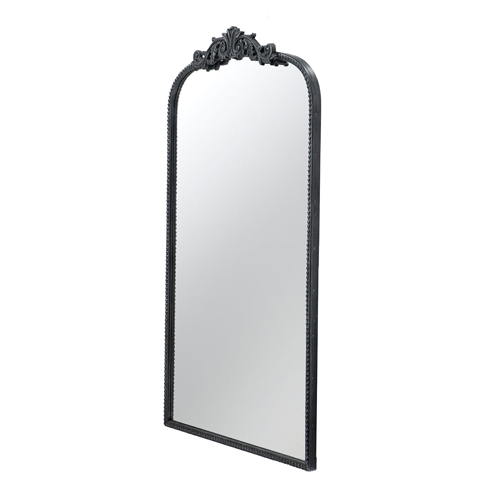 24"X 42" Classic Design Mirror With And Baroque Inspired Frame For Bathroom, Entryway Console Lean Against Wall Black Mdf Glass