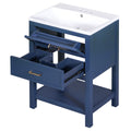 24'' Bathroom Vanity With Top Sink, Modern Bathroom Storage Cabinet With 2 Drawers, Single Sink Bathroom Vanity Blue Mdf