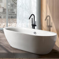 Freestanding Bathtub Faucet With Hand Shower Matt Black Metal